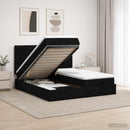 Ottoman seng med madras og LED Sort 160 x 200 cm Stof