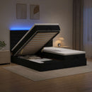 Ottoman seng med madras og LED Sort 180 x 200 cm Stof