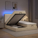 Ottoman seng med madras og LED Cremefarvet 180 x 200 cm Stof