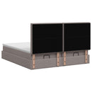 Ottoman seng med madras og LED Gråbrun 180 x 200 cm Stof