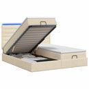 Ottoman seng med madras og LED Cremefarvet 180 x 200 cm Stof
