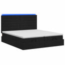 Ottoman seng med madras og LED Sort 200 x 200 cm Stof