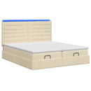 Ottoman seng med madras og LED Cremefarvet 200 x 200 cm Stof