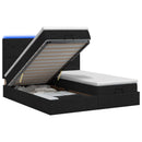 Ottoman seng med madras og LED Sort 160 x 200 cm Stof