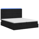 Ottoman seng med madras og LED Sort 160 x 200 cm Stof