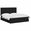 Ottoman seng med madras og LED Sort 160 x 200 cm Stof
