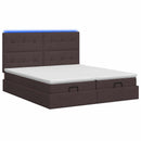 Ottoman seng med madras og LED Mørk Brun 160 x 200 cm Stof