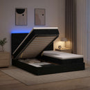 Ottoman seng med madras og LED Sort 160 x 200 cm Stof