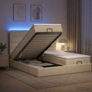 Ottoman seng med madras og LED Cremefarvet 180 x 200 cm Stof