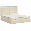 Ottoman seng med madras og LED Cremefarvet 180 x 200 cm Stof