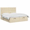 Ottoman seng med madras og LED Cremefarvet 180 x 200 cm Stof