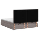 Ottoman seng med madras og LED Gråbrun 160 x 200 cm Stof