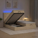 Ottoman seng med madras og LED Cremefarvet 160 x 200 cm Stof