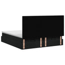 Ottoman seng med madras og LED Sort 200 x 200 cm Stof