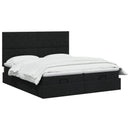 Ottoman seng med madras og LED Sort 200 x 200 cm Stof