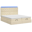 Ottoman seng med madras og LED Cremefarvet 200 x 200 cm Stof