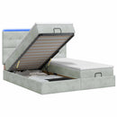 Ottoman seng med madras og LED Lysegrå 180 x 200 cm Velour
