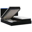 Ottoman seng med madras og LED Sort 200 x 200 cm Velour