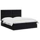 Ottoman seng med madras og LED Sort 200 x 200 cm Velour