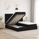 Ottoman seng med madras og LED Sort 200 x 200 cm Velour