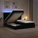 Ottoman seng med madras og LED Sort 200 x 200 cm Velour
