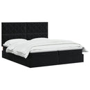 Ottoman seng med madras og LED Sort 200 x 200 cm Velour