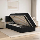 LED opbevarings seng med madras Sort 90 x 190 cm Stof