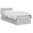 Opbevaringsseng med hovedgærde Lysegrå 100 x 200 cm Fløjl