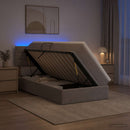 LED opbevarings seng med madras Gråbrun 90 x 200 cm Stof