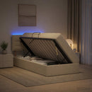 LED opbevarings seng med madras Cremefarvet 100 x 200 cm Stof