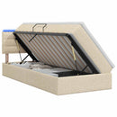 LED opbevarings seng med madras Cremefarvet 100 x 200 cm Stof