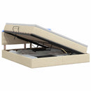LED opbevarings seng med madras Cremefarvet 140 x 200 cm Stof