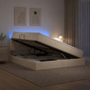 LED opbevarings seng med madras Cremefarvet 140 x 200 cm Stof