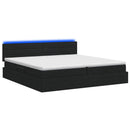 LED opbevarings seng med madras Sort 200 x 200 cm Stof