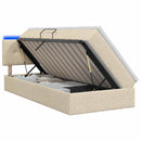LED opbevarings seng med madras Cremefarvet 90 x 200 cm Stof