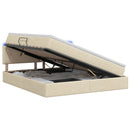 LED opbevarings seng med madras Cremefarvet 140 x 190 cm Stof