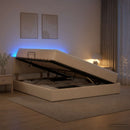 LED opbevarings seng med madras Cremefarvet 140 x 190 cm Stof