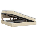 LED opbevarings seng med madras Cremefarvet 200 x 200 cm Stof