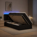 LED opbevarings seng med madras Sort 90 x 200 cm Stof
