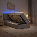 LED opbevarings seng med madras Gråbrun 90 x 190 cm Stof