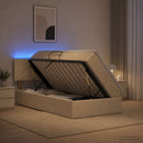 LED opbevarings seng med madras Cremefarvet 90 x 200 cm Stof