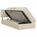 LED opbevarings seng med madras Cremefarvet 90 x 190 cm Stof