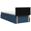 LED opbevarings seng med madras Blå 90 x 200 cm Stof