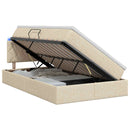 LED opbevarings seng med madras Cremefarvet 120 x 190 cm Stof