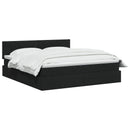 LED opbevarings seng med madras Sort 140 x 190 cm Stof