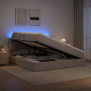 LED opbevarings seng med madras Gråbrun 180 x 200 cm Stof