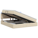 LED opbevarings seng med madras Cremefarvet 180 x 200 cm Stof