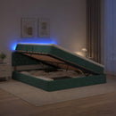 LED opbevarings seng med madras Mørkegrøn 180 x 200 cm Fløjl