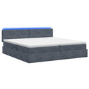 LED opbevarings seng med madras Mørkegrå 200 x 200 cm Fløjl