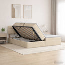 LED opbevarings seng med madras Cremefarvet 200 x 200 cm Stof